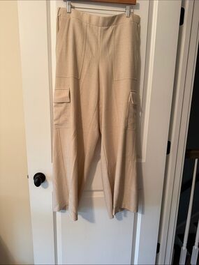Lane Bryant Beige Wide-Leg Cargo Pants